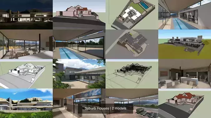 Suburb Houses 3D Model Collection