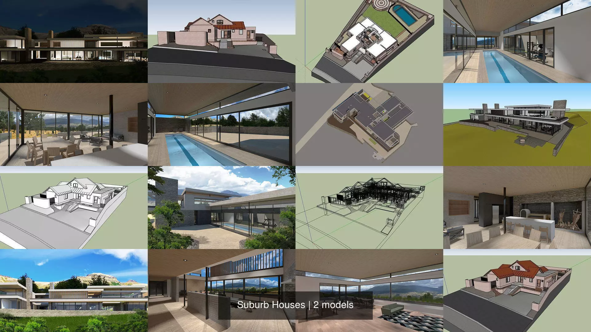 Suburb Houses 3D Model Collection_0