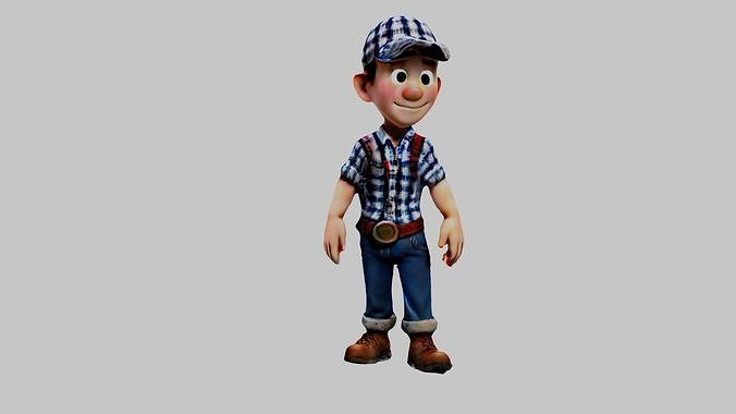 Cartoon Character Boy Low-poly 3D model