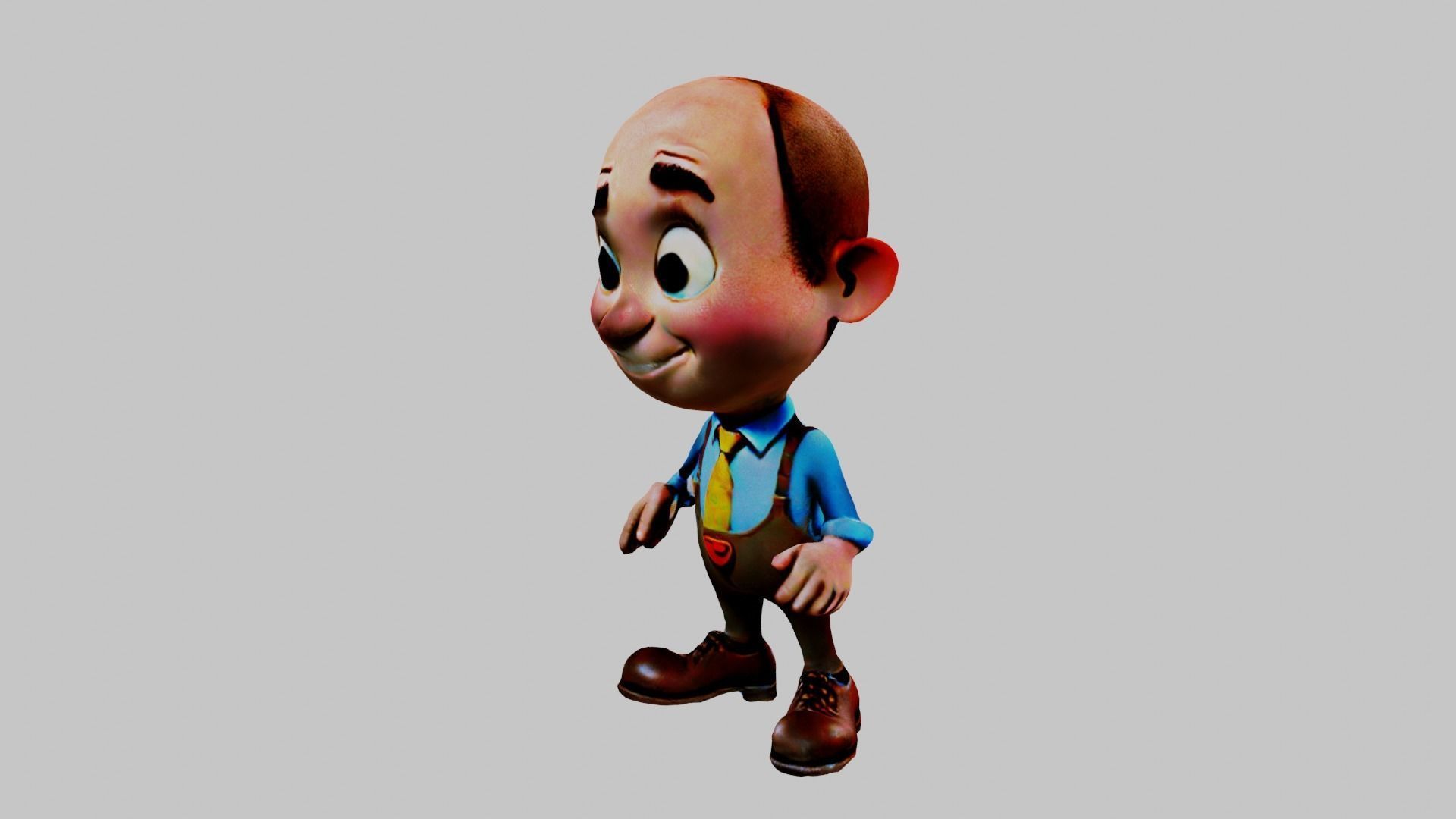  Cartoon Character Grandfather Low-poly 3D model_2