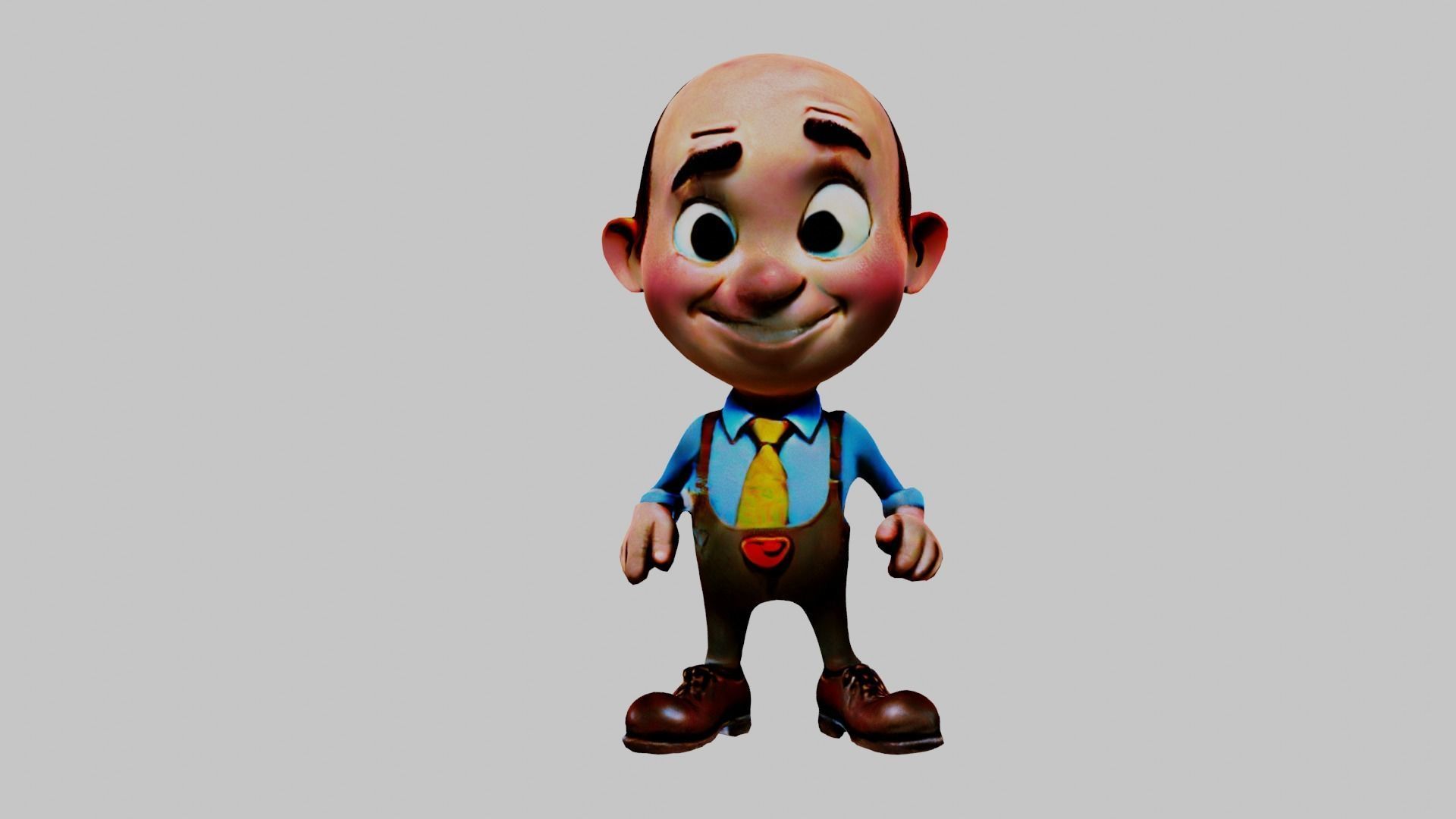  Cartoon Character Grandfather Low-poly 3D model_1