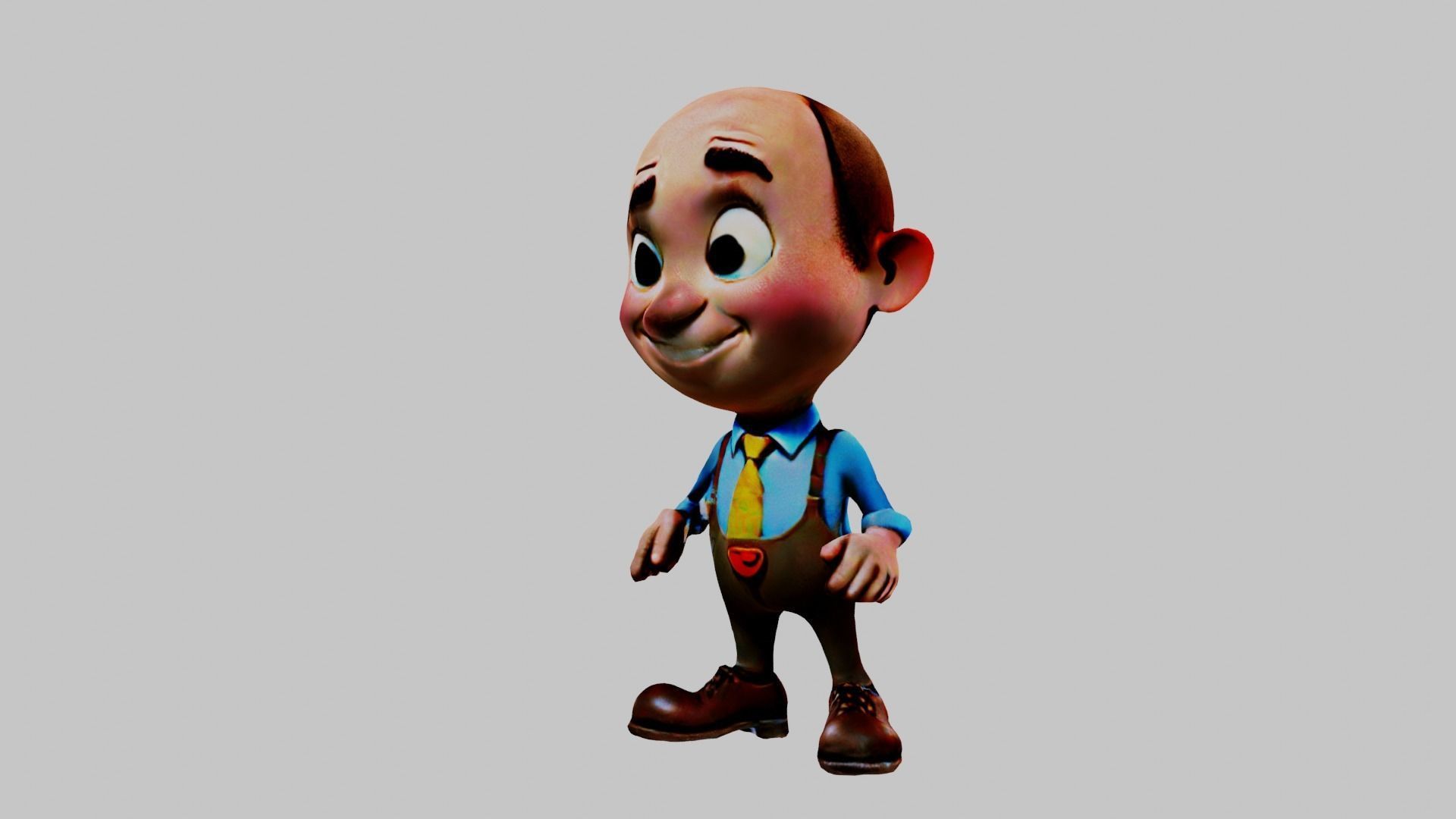  Cartoon Character Grandfather Low-poly 3D model_4