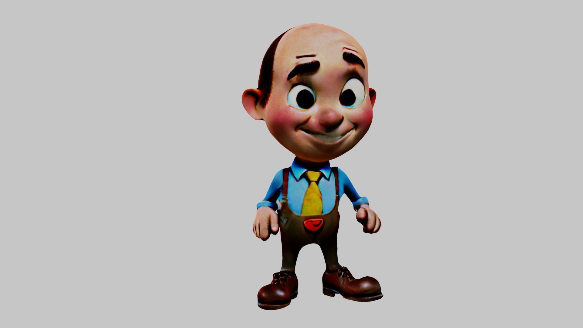  Cartoon Character Grandfather Low-poly 3D model_5