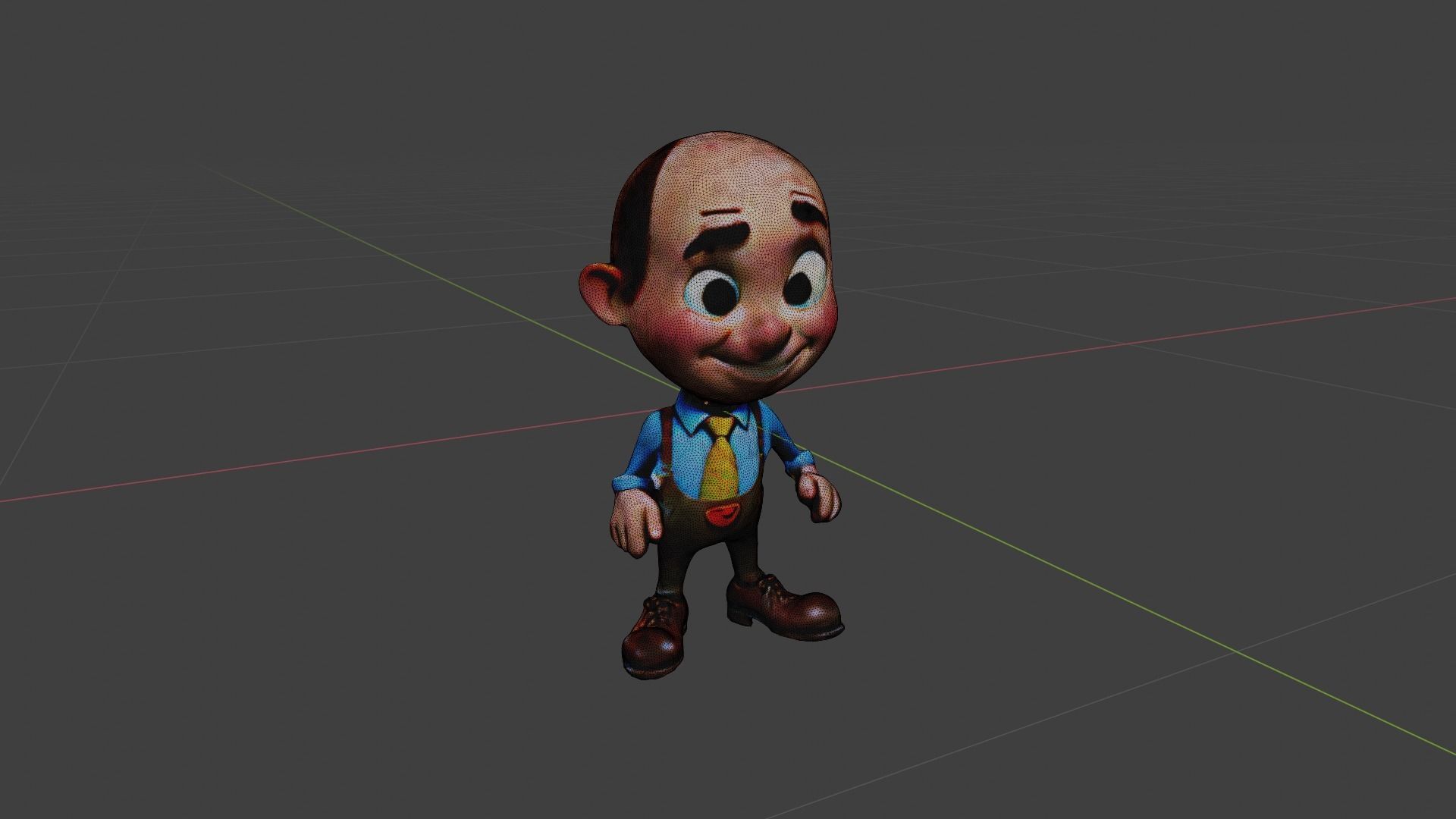  Cartoon Character Grandfather Low-poly 3D model_6