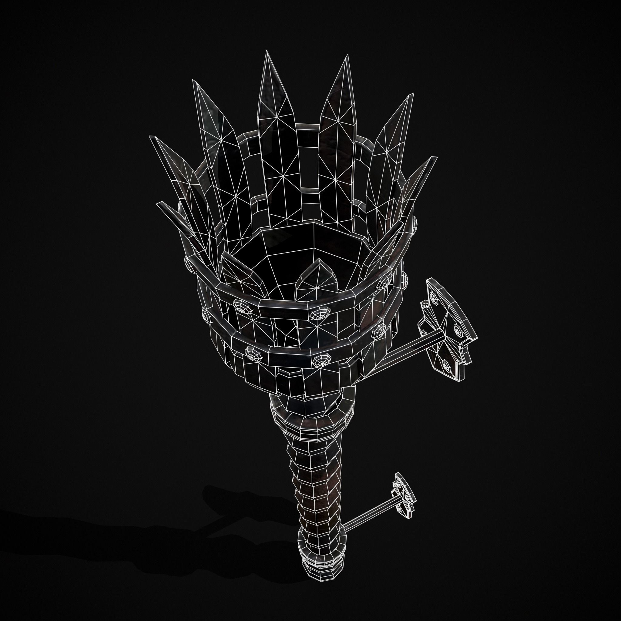 Medieval Spiral Wall Torch Low-poly 3D model_8