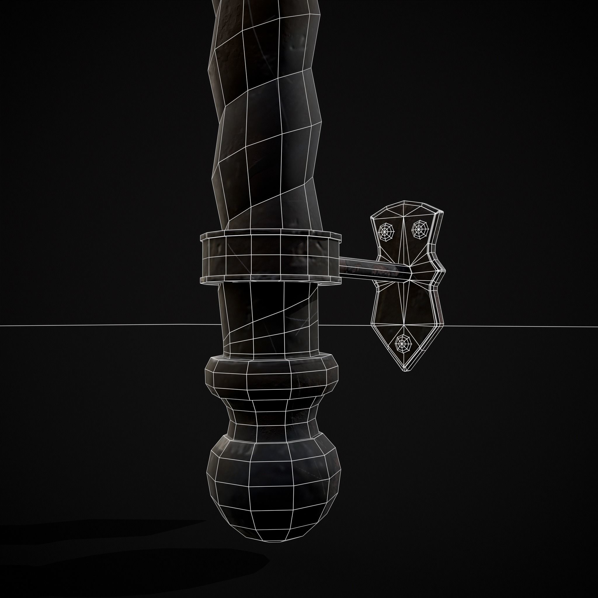 Medieval Spiral Wall Torch Low-poly 3D model_18