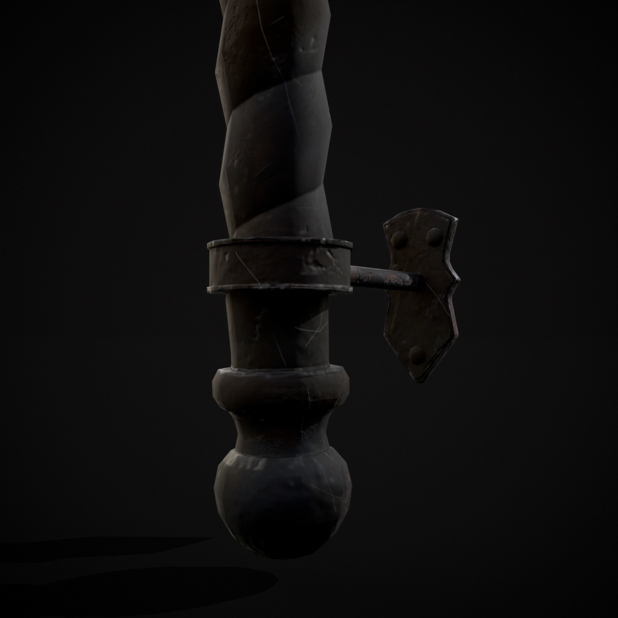 Medieval Spiral Wall Torch Low-poly 3D model_17