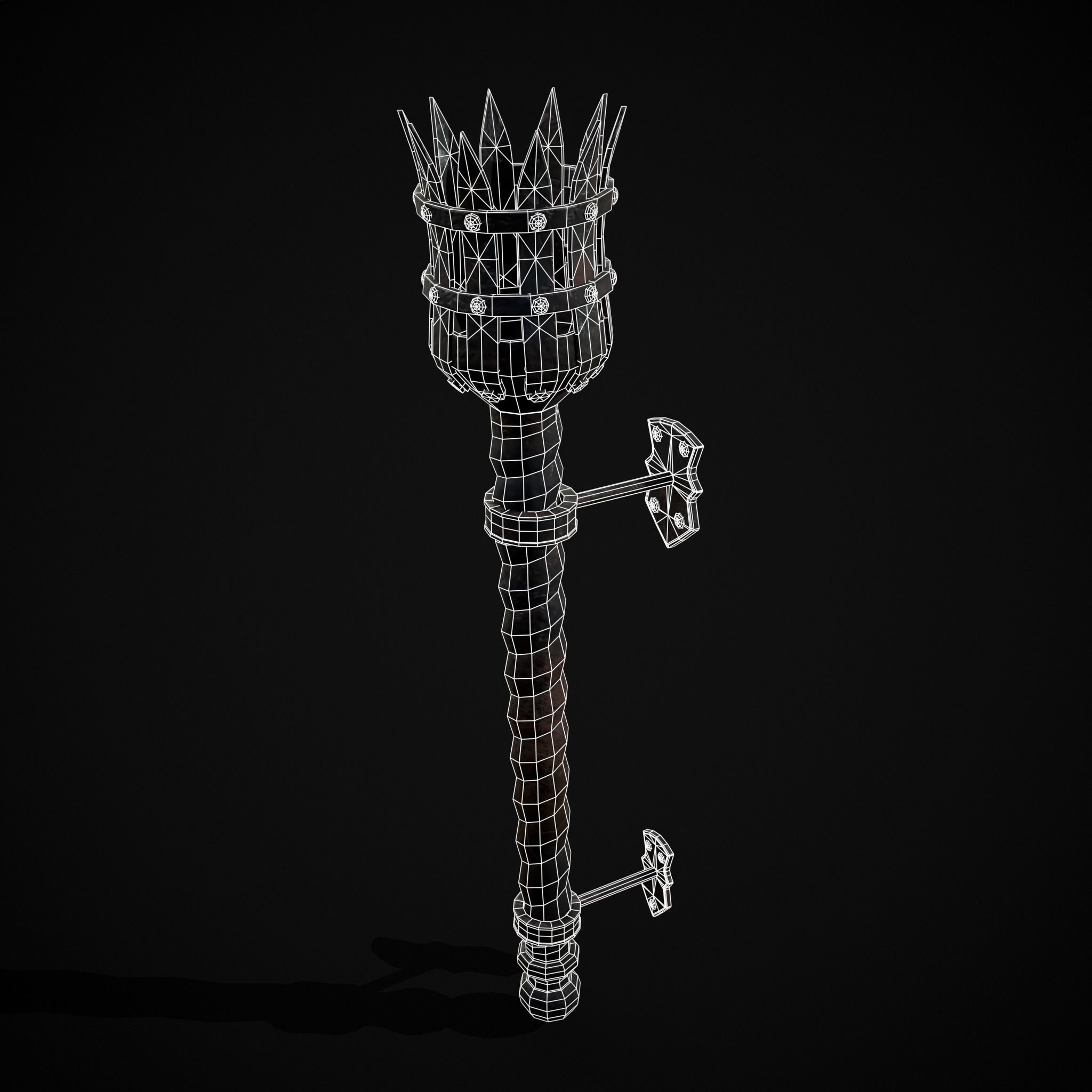 Medieval Spiral Wall Torch Low-poly 3D model_2