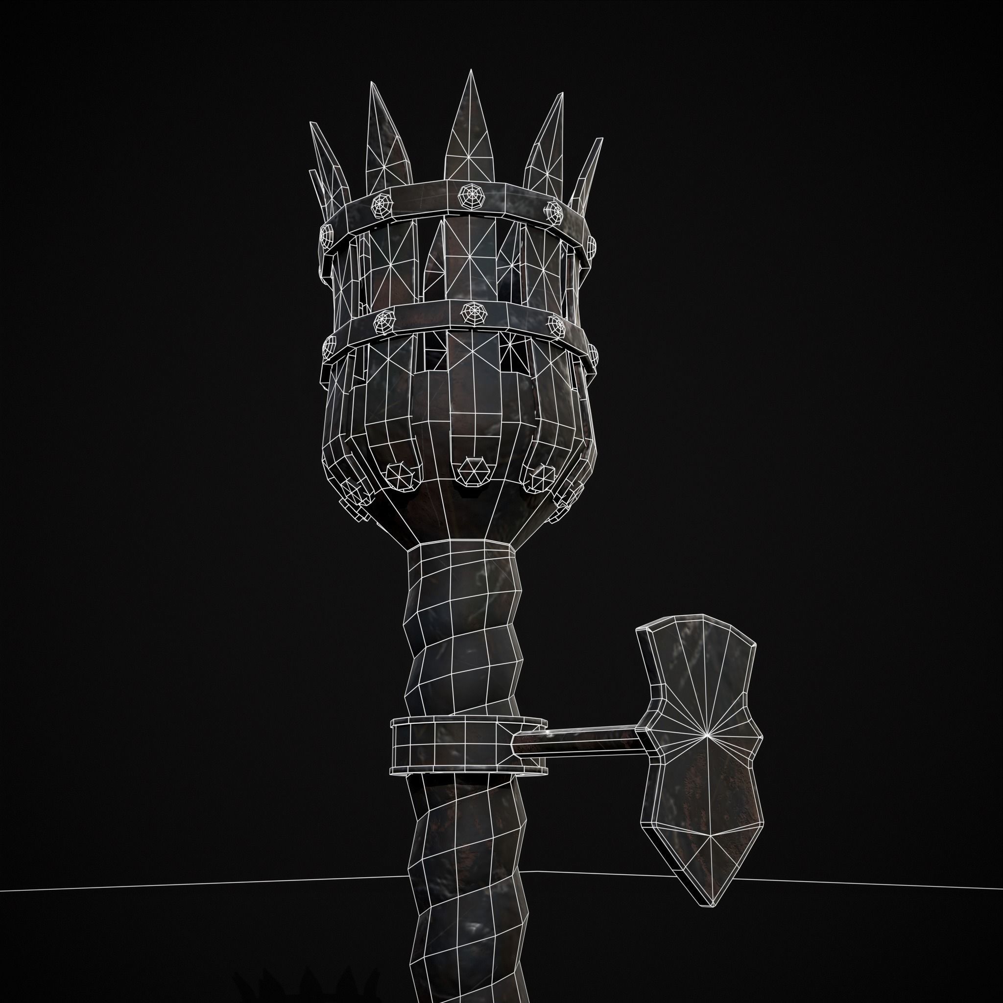 Medieval Spiral Wall Torch Low-poly 3D model_10