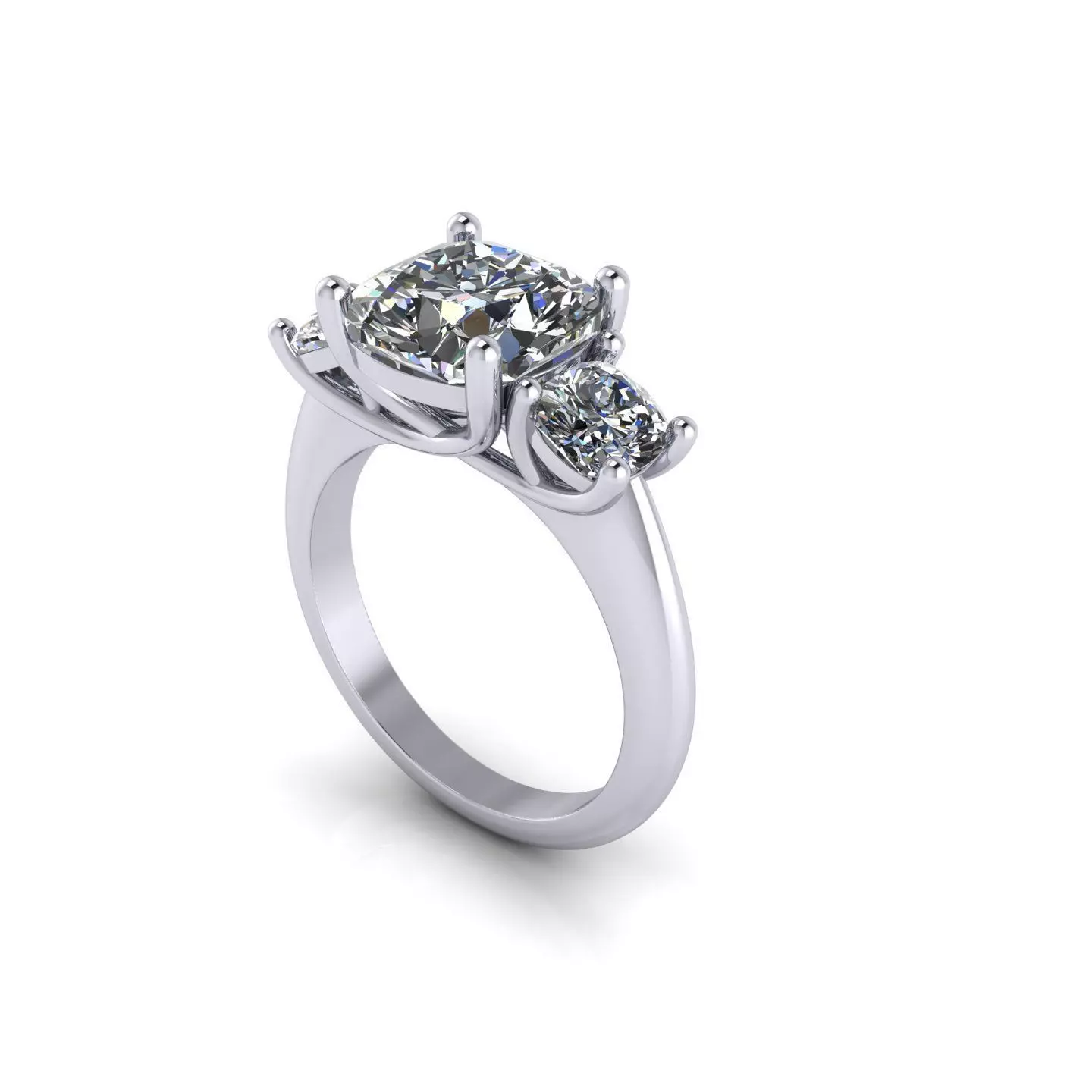 Three Stone Emerald Wedding Ring 3D print model