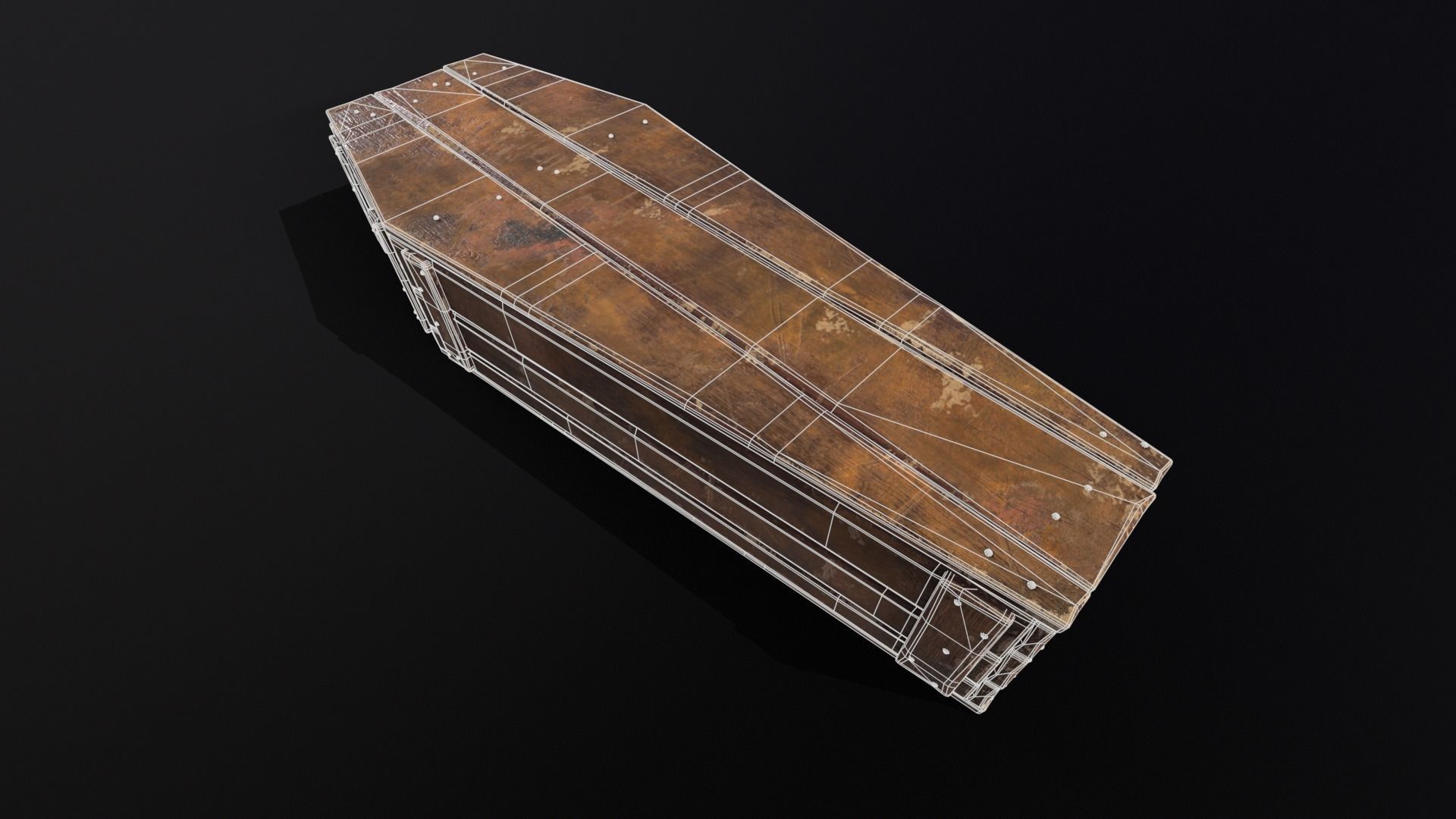 Rustic Wooden Coffin Low-poly 3D model_3