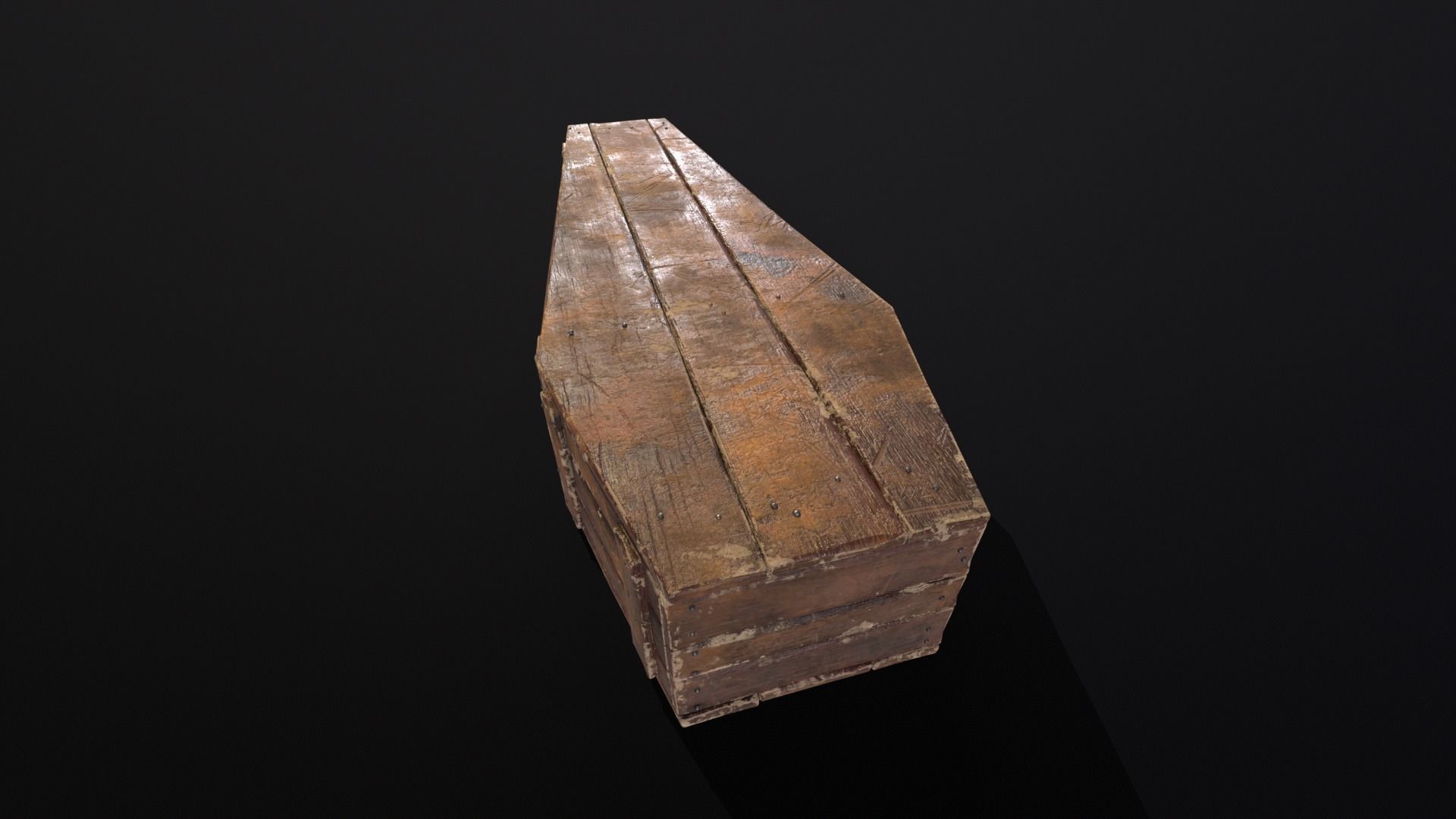 Rustic Wooden Coffin Low-poly 3D model_16
