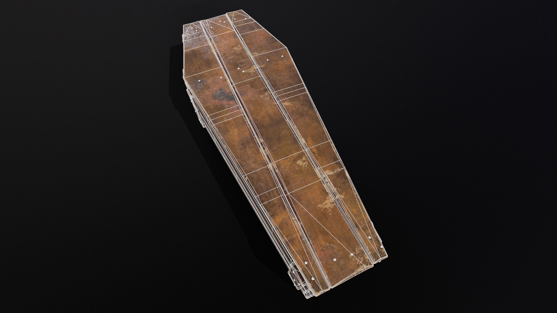 Rustic Wooden Coffin Low-poly 3D model_5