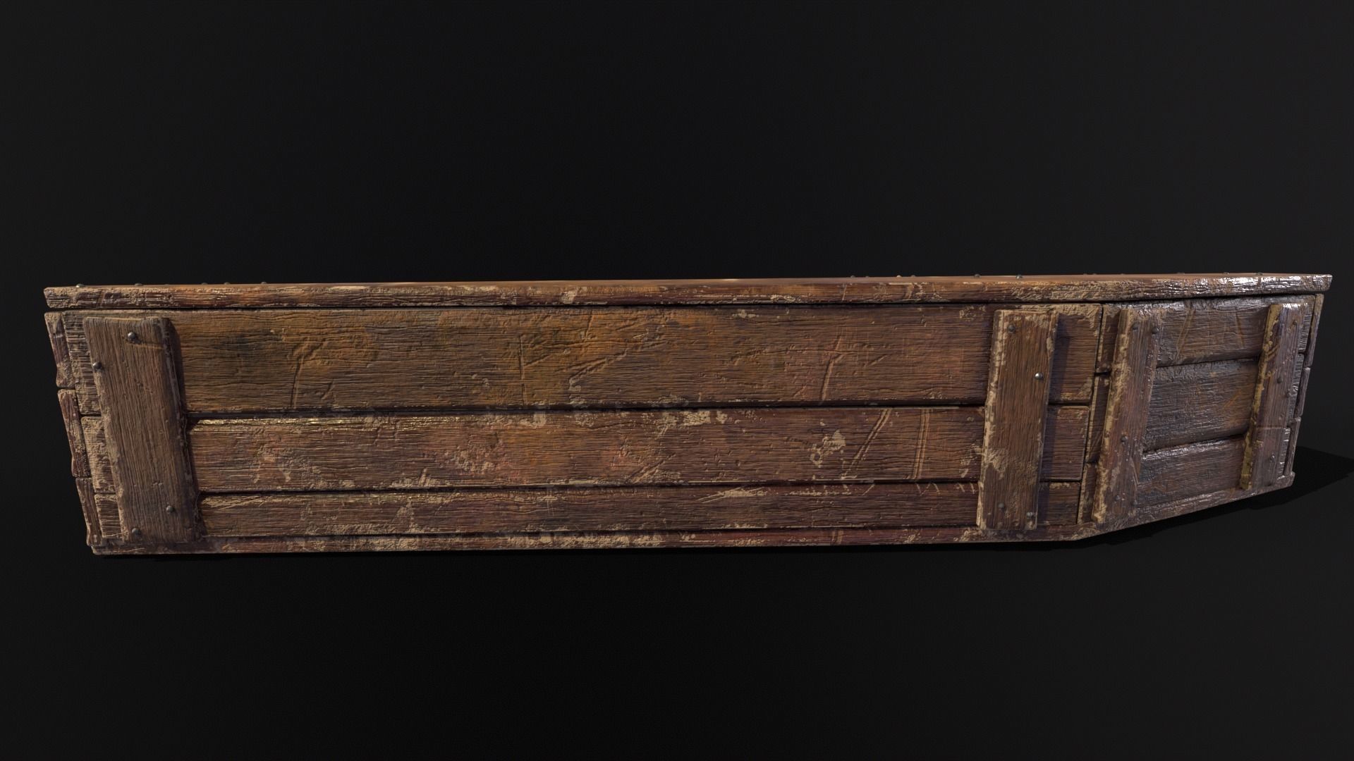 Rustic Wooden Coffin Low-poly 3D model_10