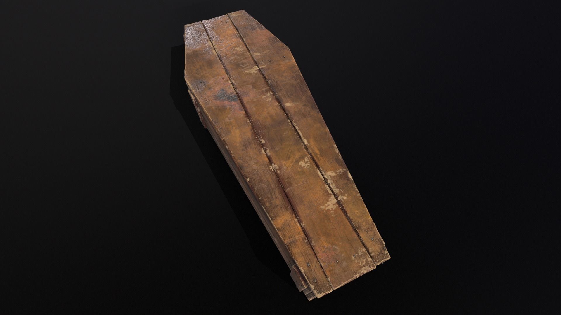 Rustic Wooden Coffin Low-poly 3D model_4