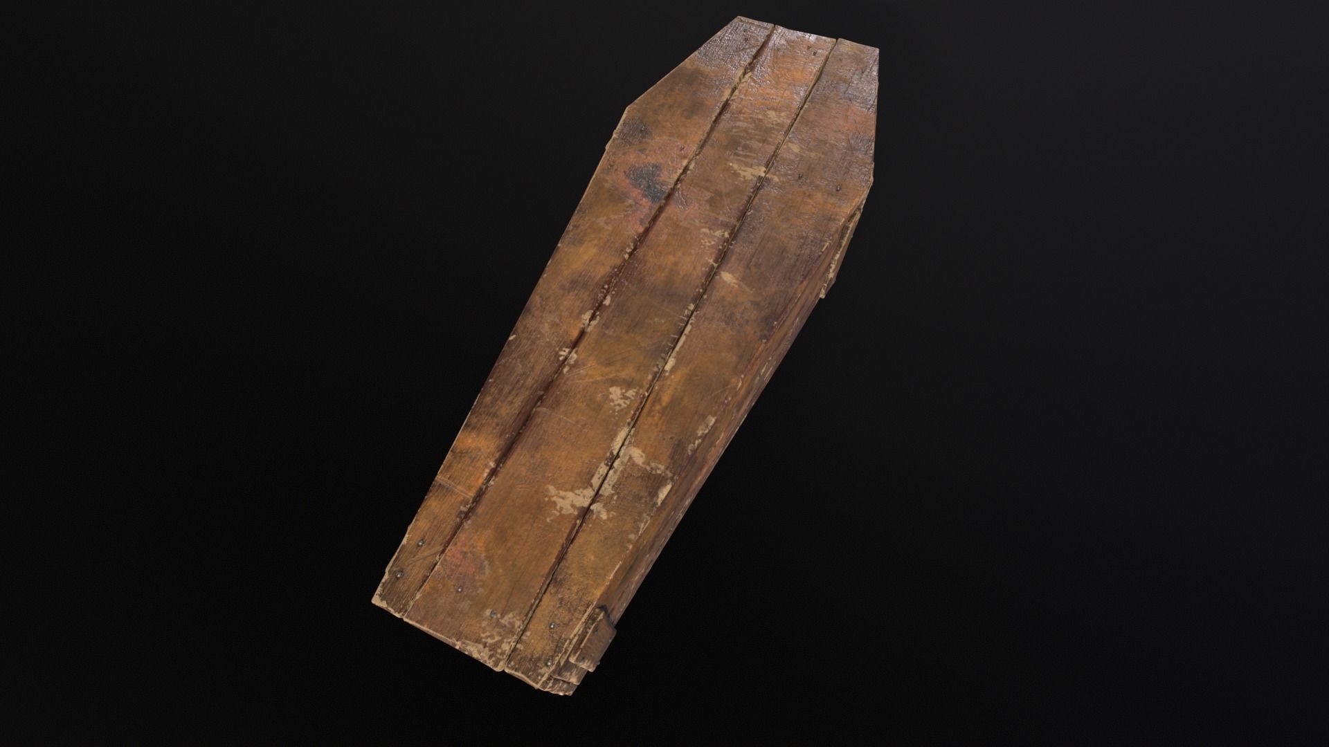 Rustic Wooden Coffin Low-poly 3D model_6