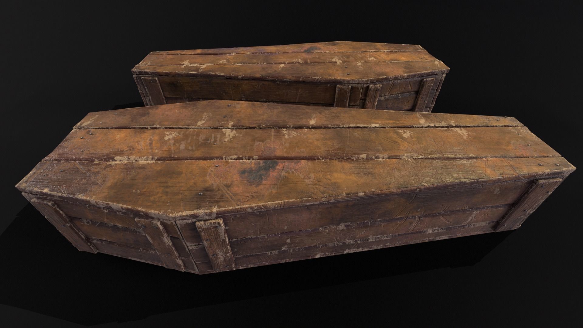 Rustic Wooden Coffin Low-poly 3D model_20