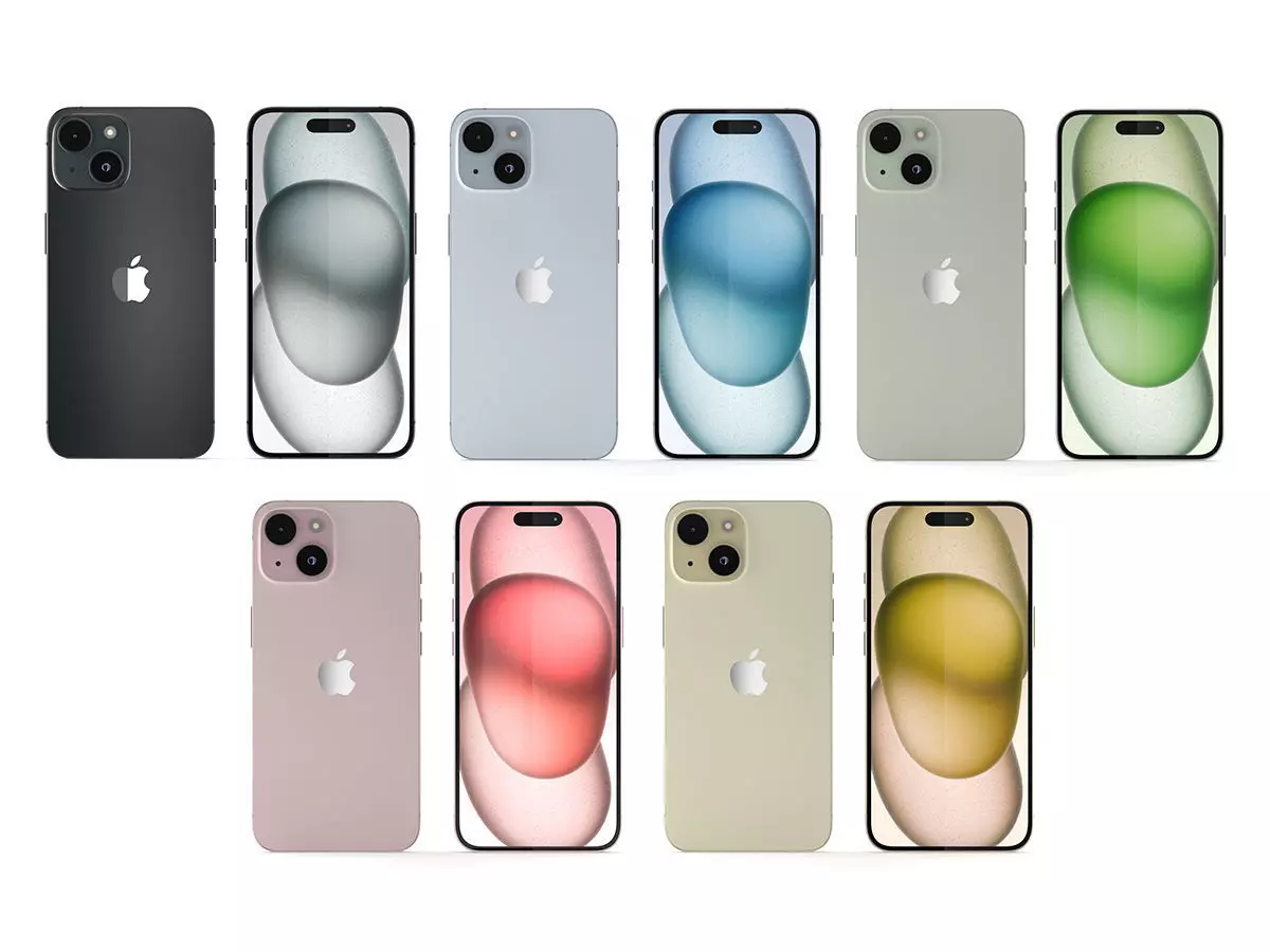 Apple iPhone 15 All Colors 3D Model Collection_0