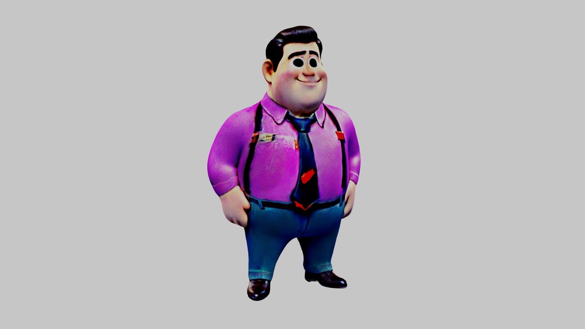  Cartoon Character Fat Man Low-poly 3D model_1