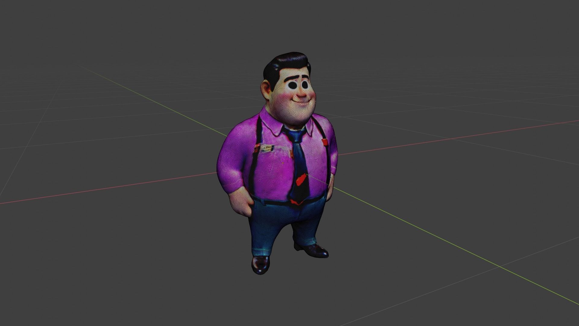  Cartoon Character Fat Man Low-poly 3D model_6