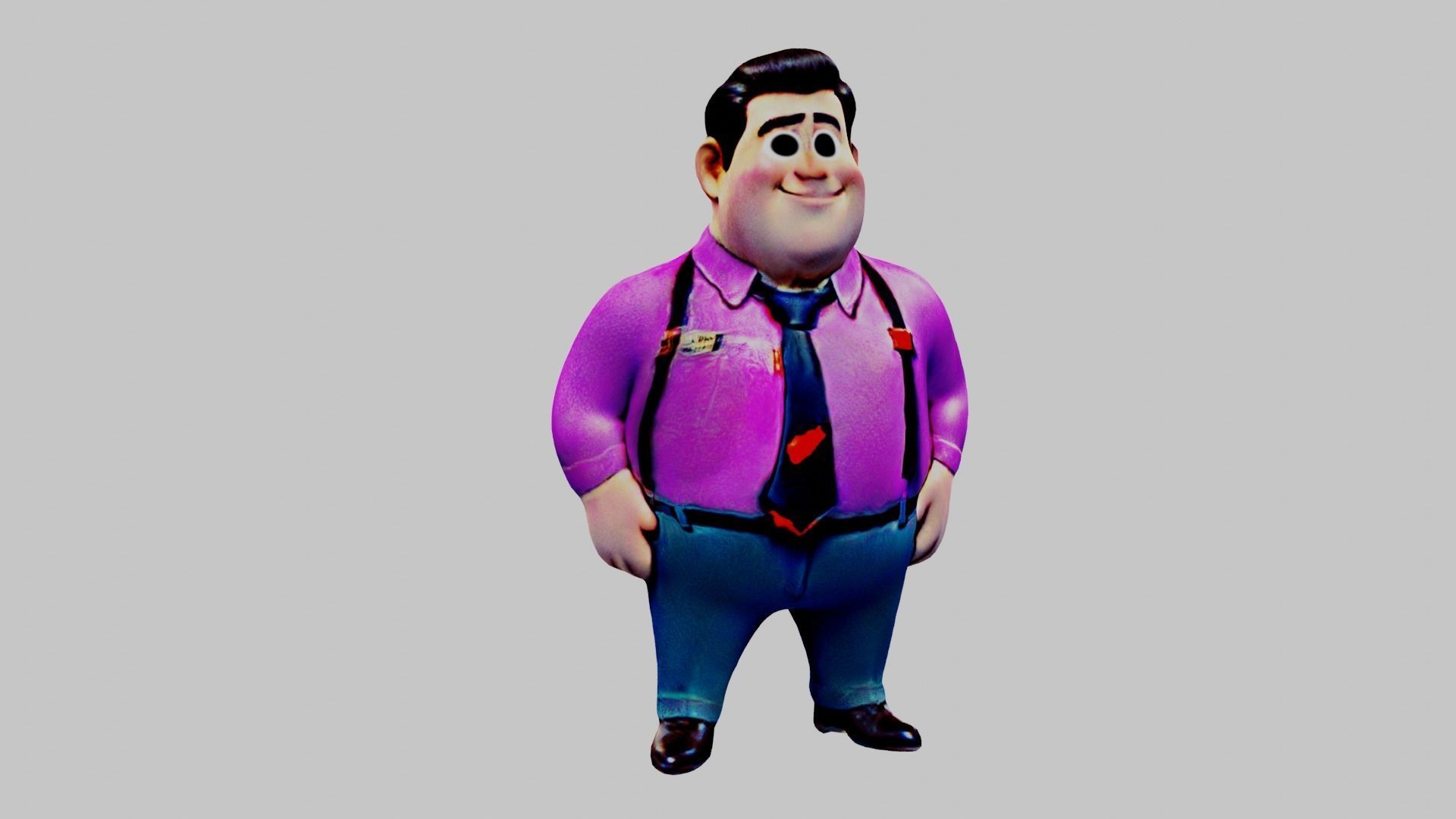  Cartoon Character Fat Man Low-poly 3D model_5