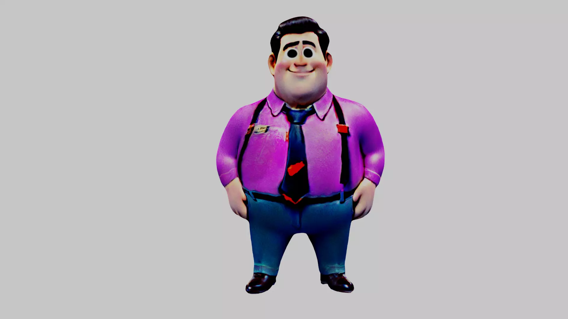  Cartoon Character Fat Man Low-poly 3D model_0