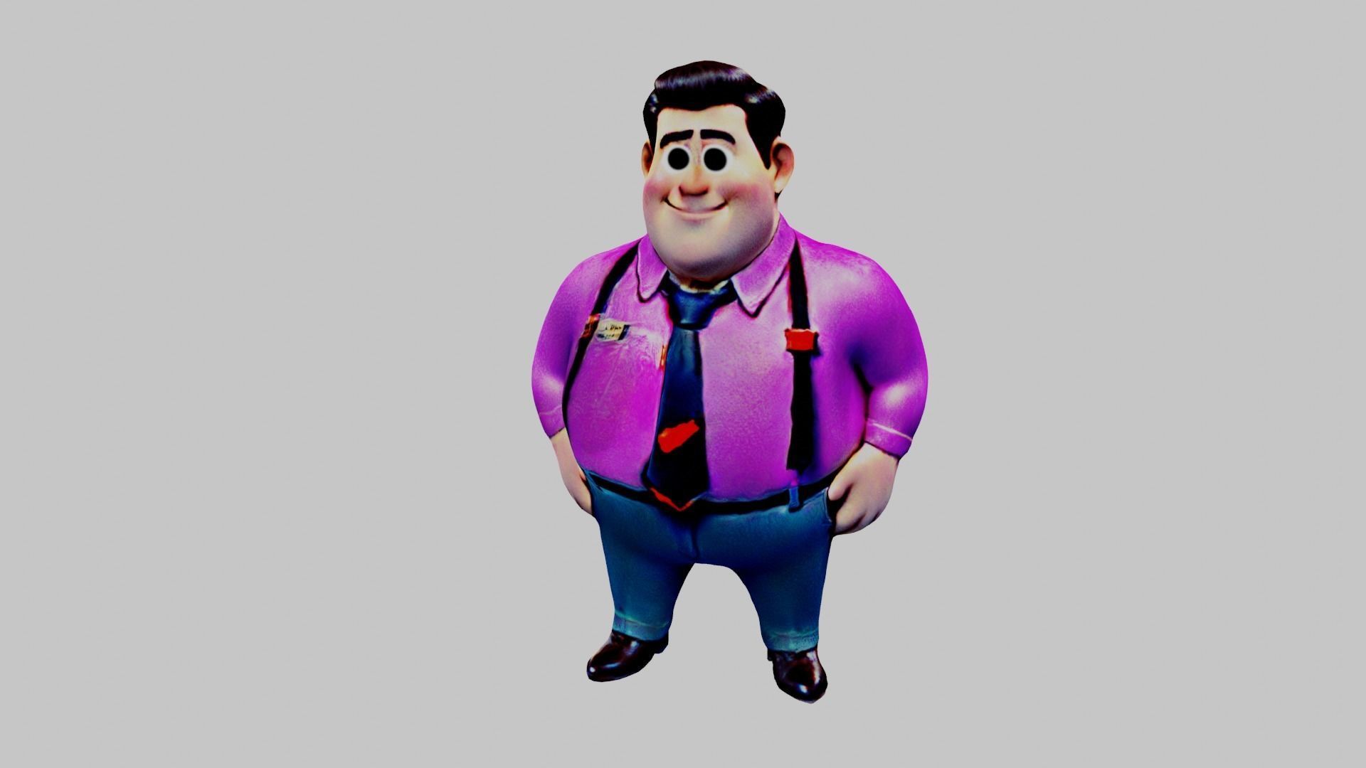  Cartoon Character Fat Man Low-poly 3D model_3