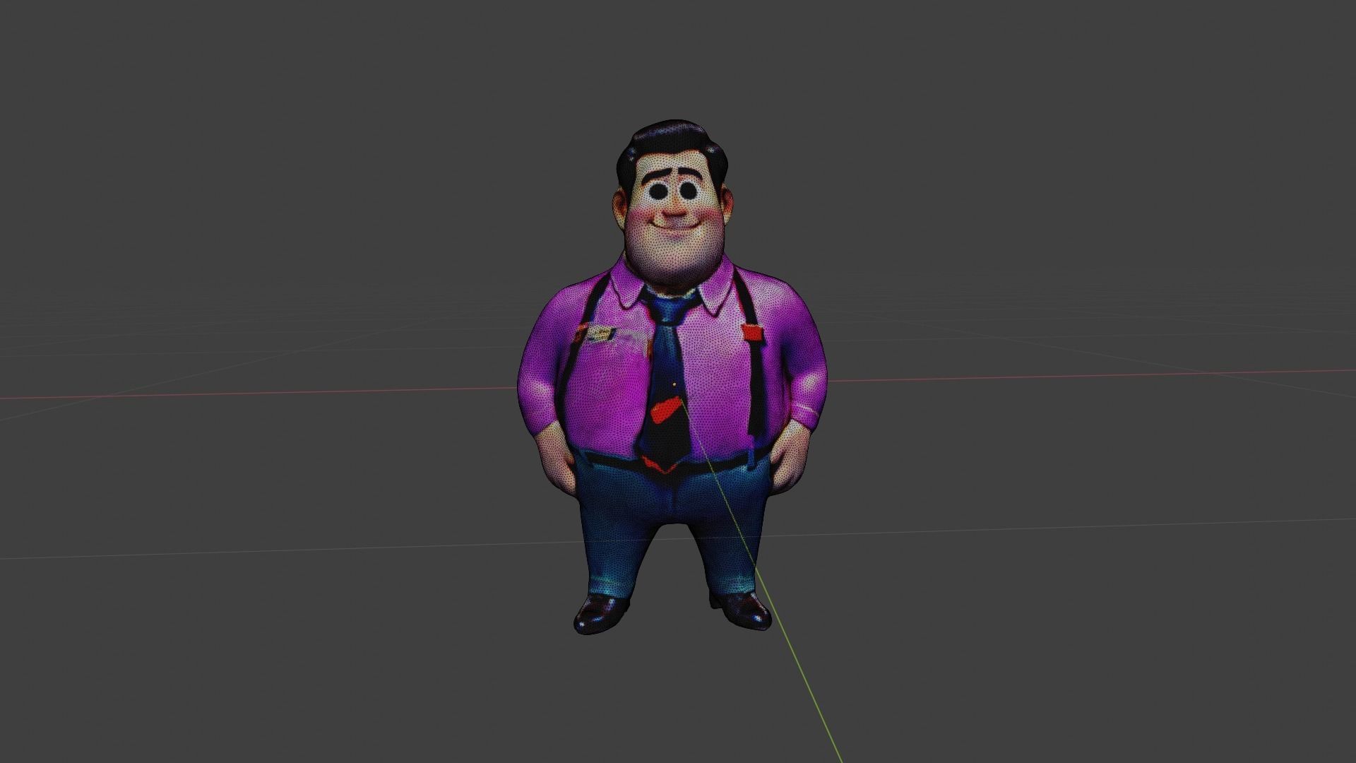  Cartoon Character Fat Man Low-poly 3D model_7