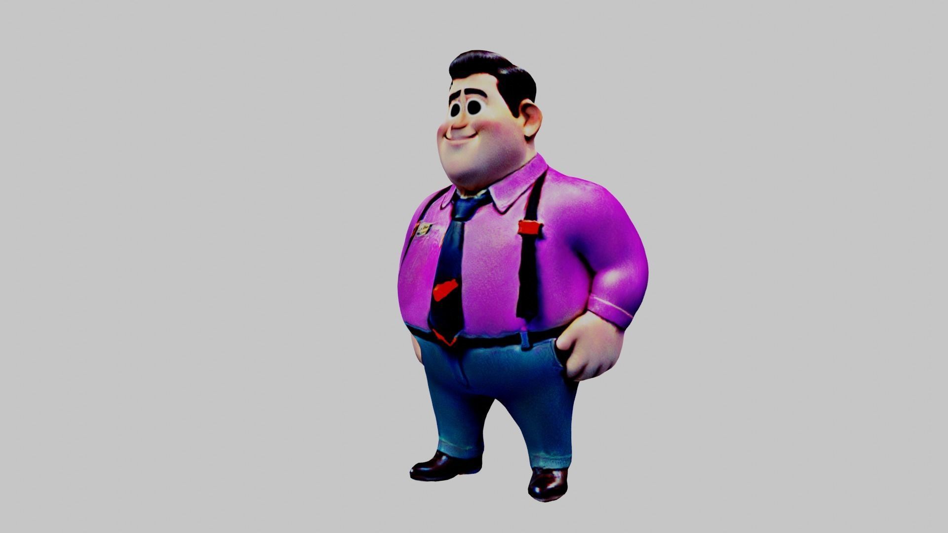  Cartoon Character Fat Man Low-poly 3D model_4