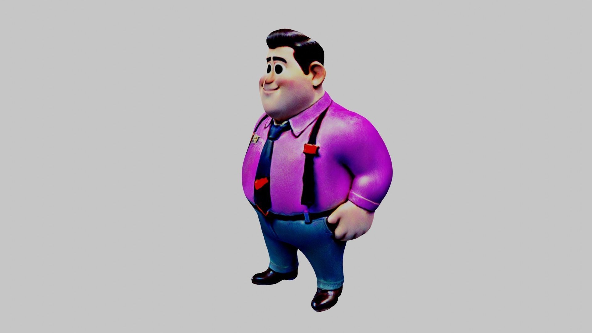  Cartoon Character Fat Man Low-poly 3D model_2