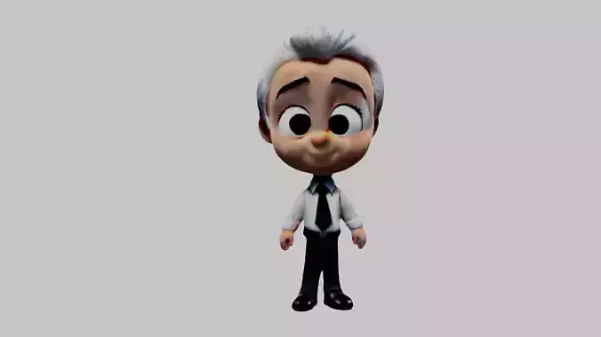 Professor Cartoon  Low-poly 3D model