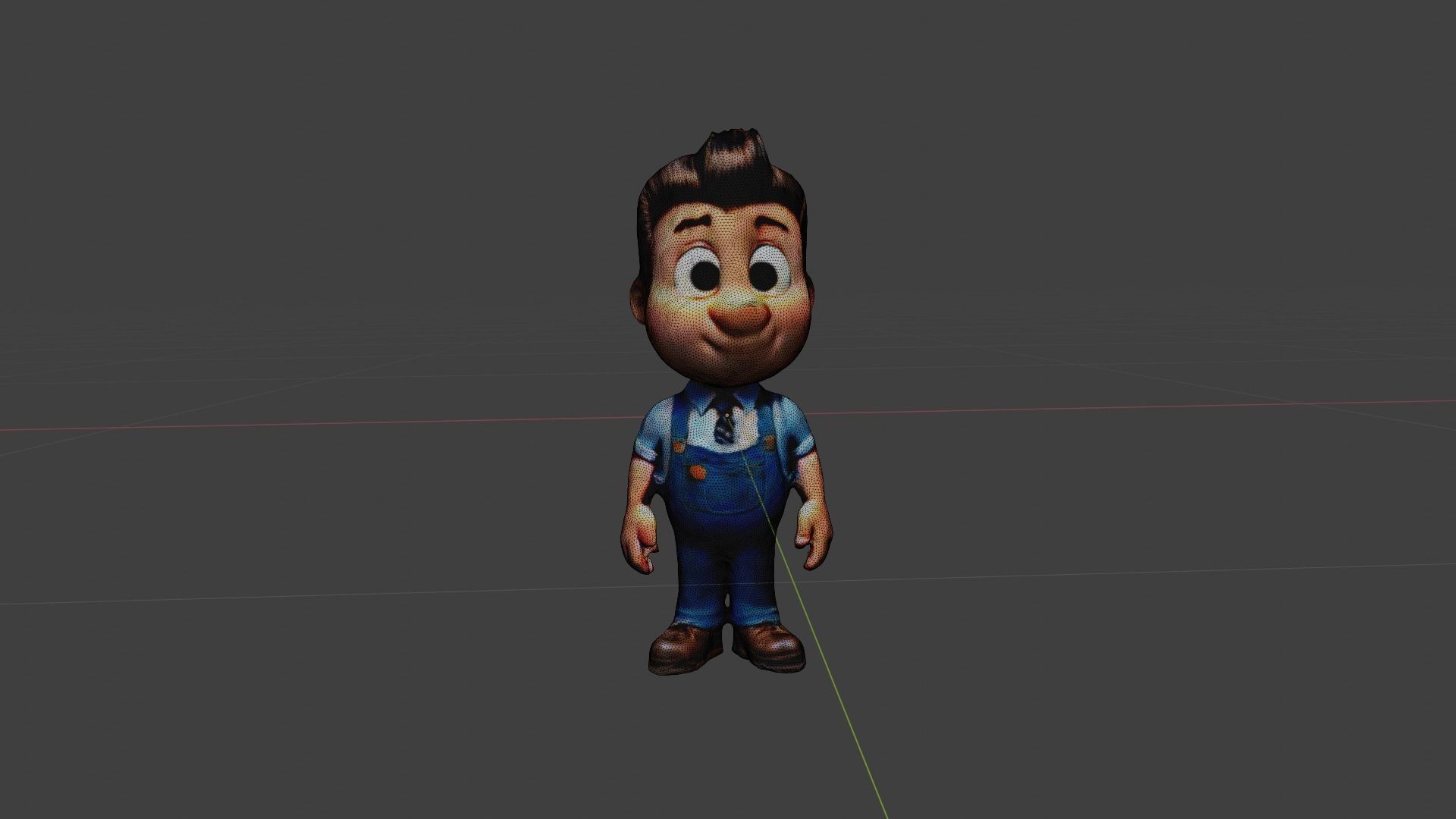 Cartoon Character Worker Low-poly 3D model_7