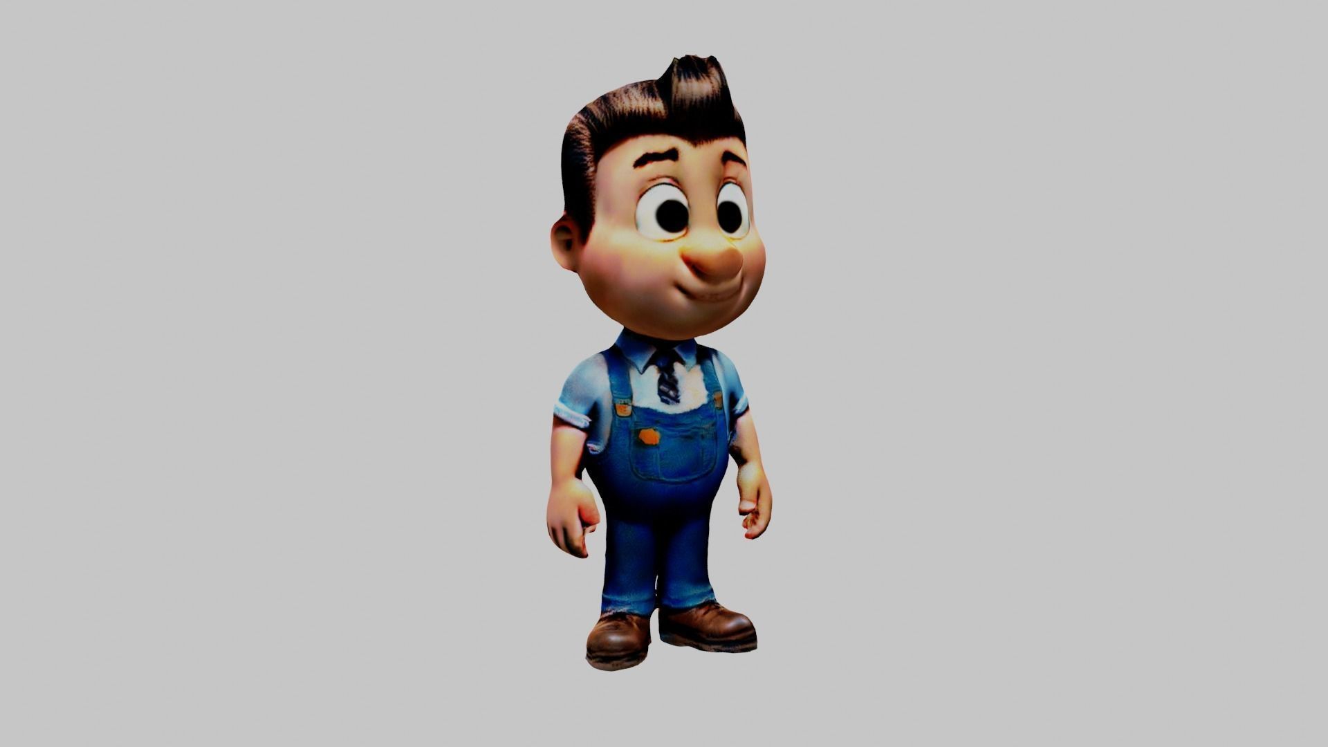 Cartoon Character Worker Low-poly 3D model_1