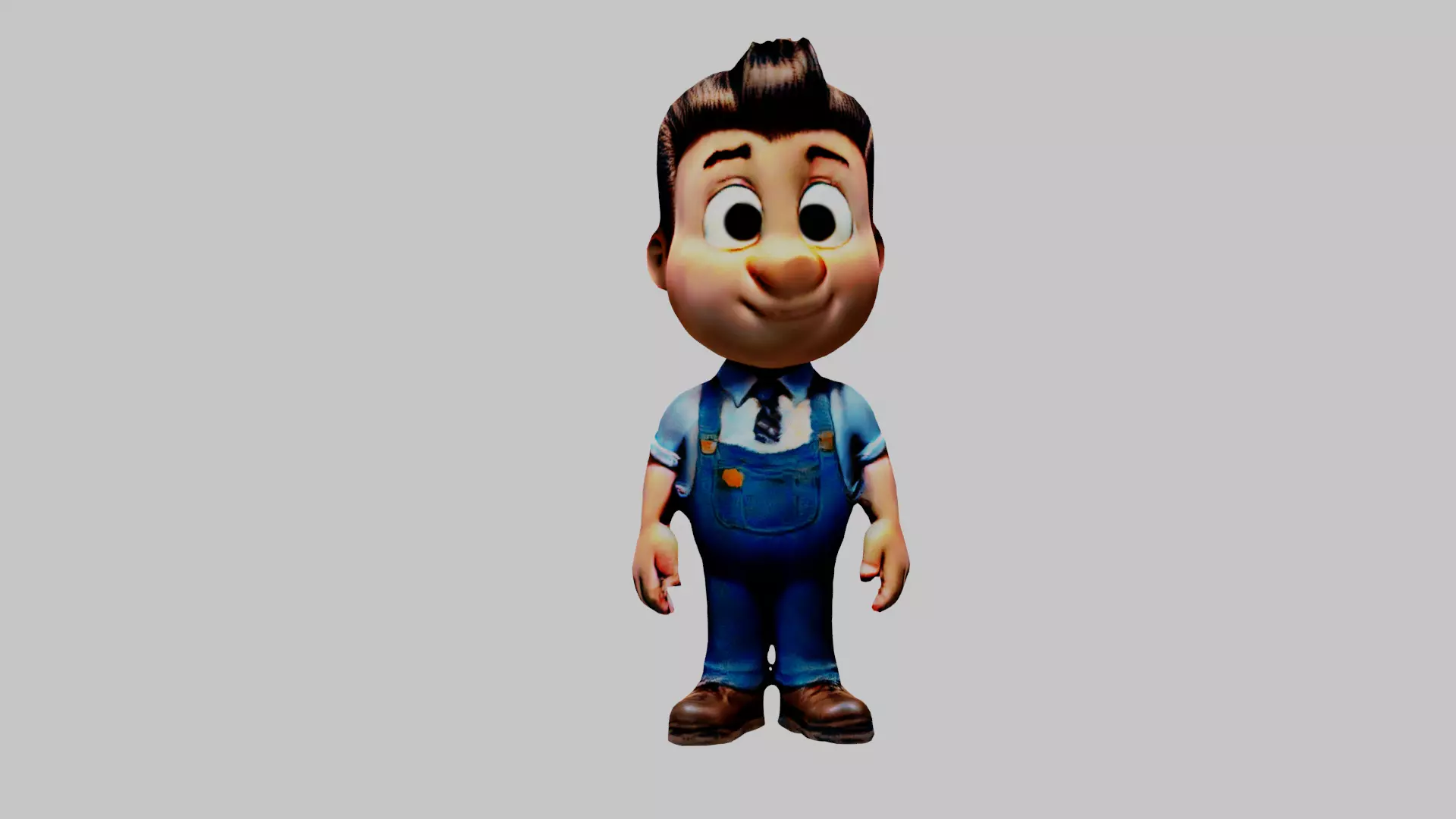 Cartoon Character Worker Low-poly 3D model_0