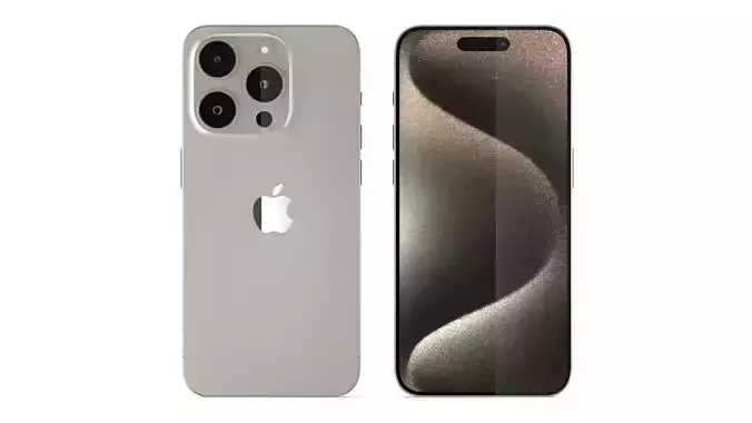Apple iPhone 15 Pro Natural Titanium 3D model