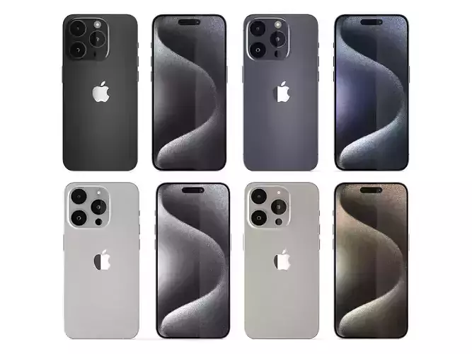 Apple iPhone 15 Pro All Colors 3D Model Collection