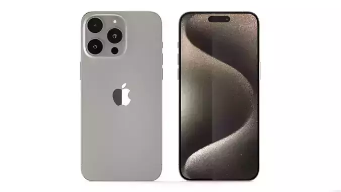 Apple iPhone 15 Pro Max Natural Titanium 3D model Apple iPhone 15 Pro Max Natural Titanium 3D model
