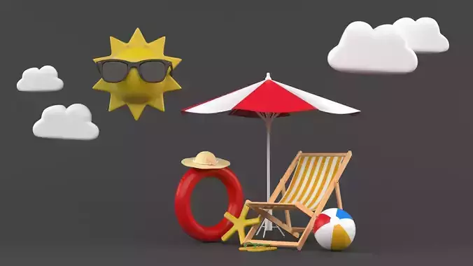 Beach Umbrella and Chair