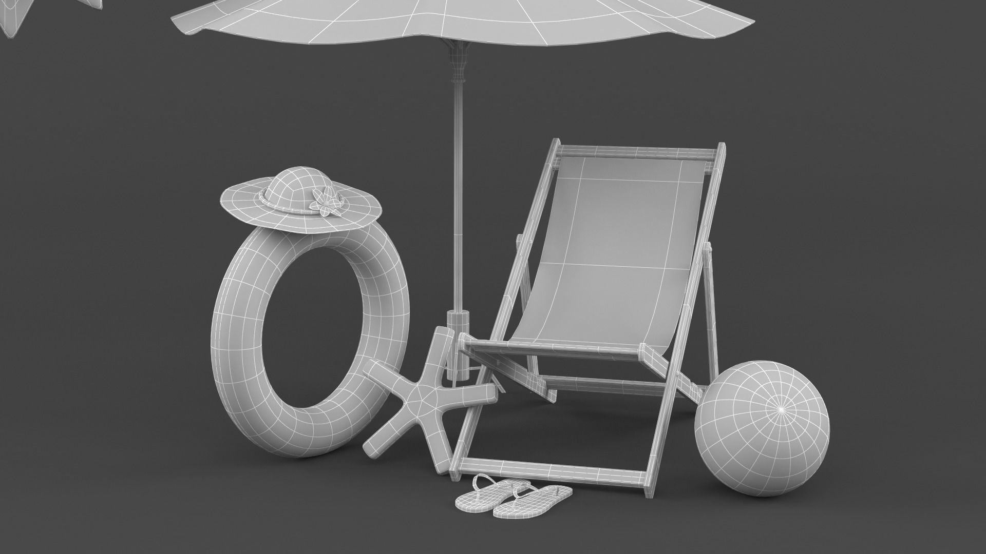 Beach Umbrella and Chair 3D model_11