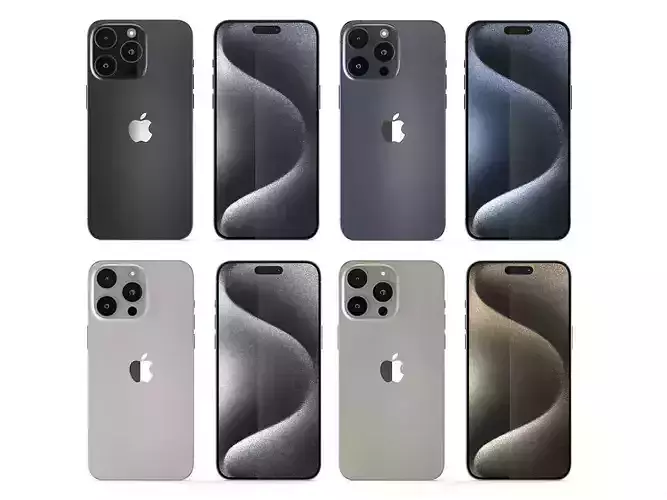 Apple iPhone 15 Pro Max All Colors 3D Model Collection