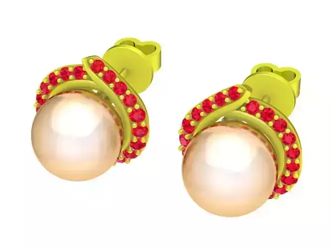 6758 Fashion Diamond Pearl Earring for Lady