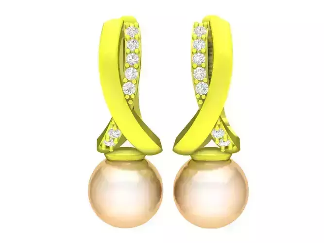 6763 Art Pearl Diamond Earrings