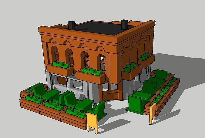 GardenStyle Building Restaurant by Outland Models 3D Printable 3D print model