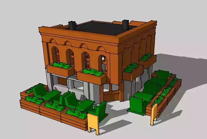 GardenStyle Building Restaurant by Outland Models 3D Printable