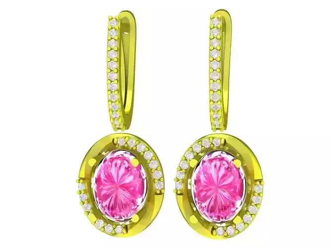 6768 Korean Fashion Oval Diamond Earrings 