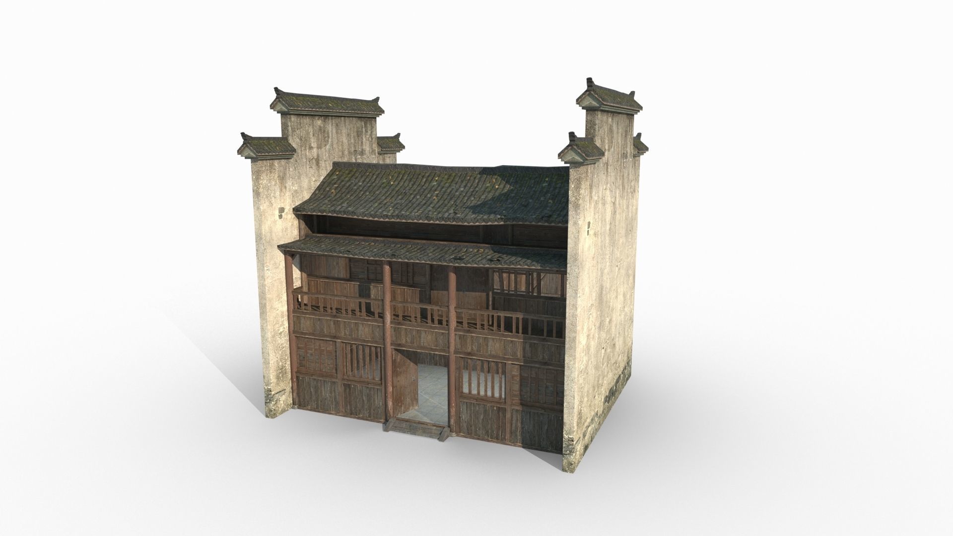 Ancient Asian Architecture and Houses 3D model_2