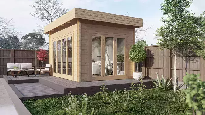 Sketchp and Lumion 10x14 Garden Room Summer House Cabin Log 3D model