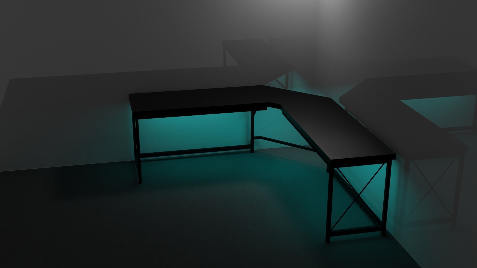 L Shaped Gaming Desk Free 3D model_1