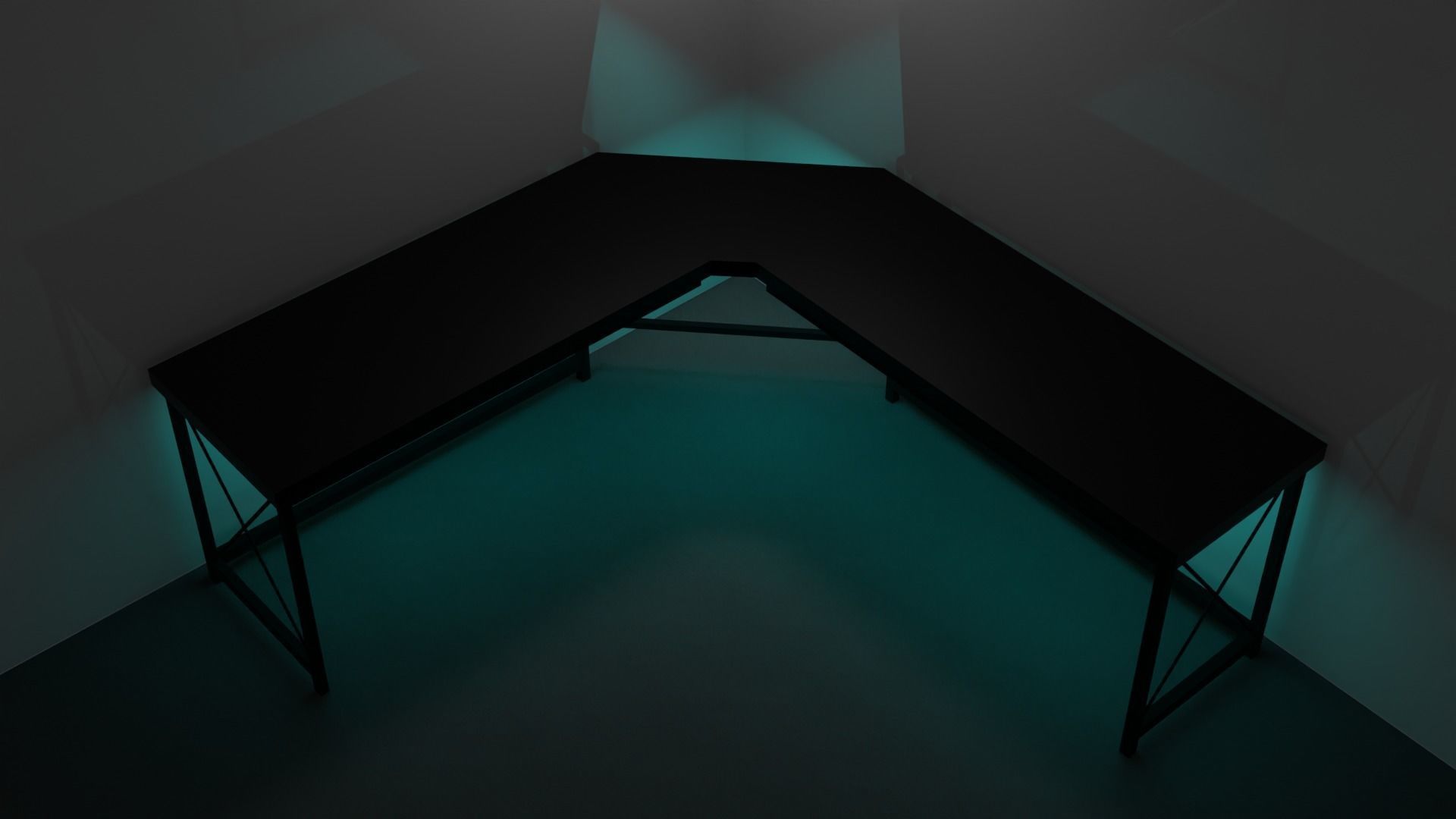 L Shaped Gaming Desk Free 3D model_2