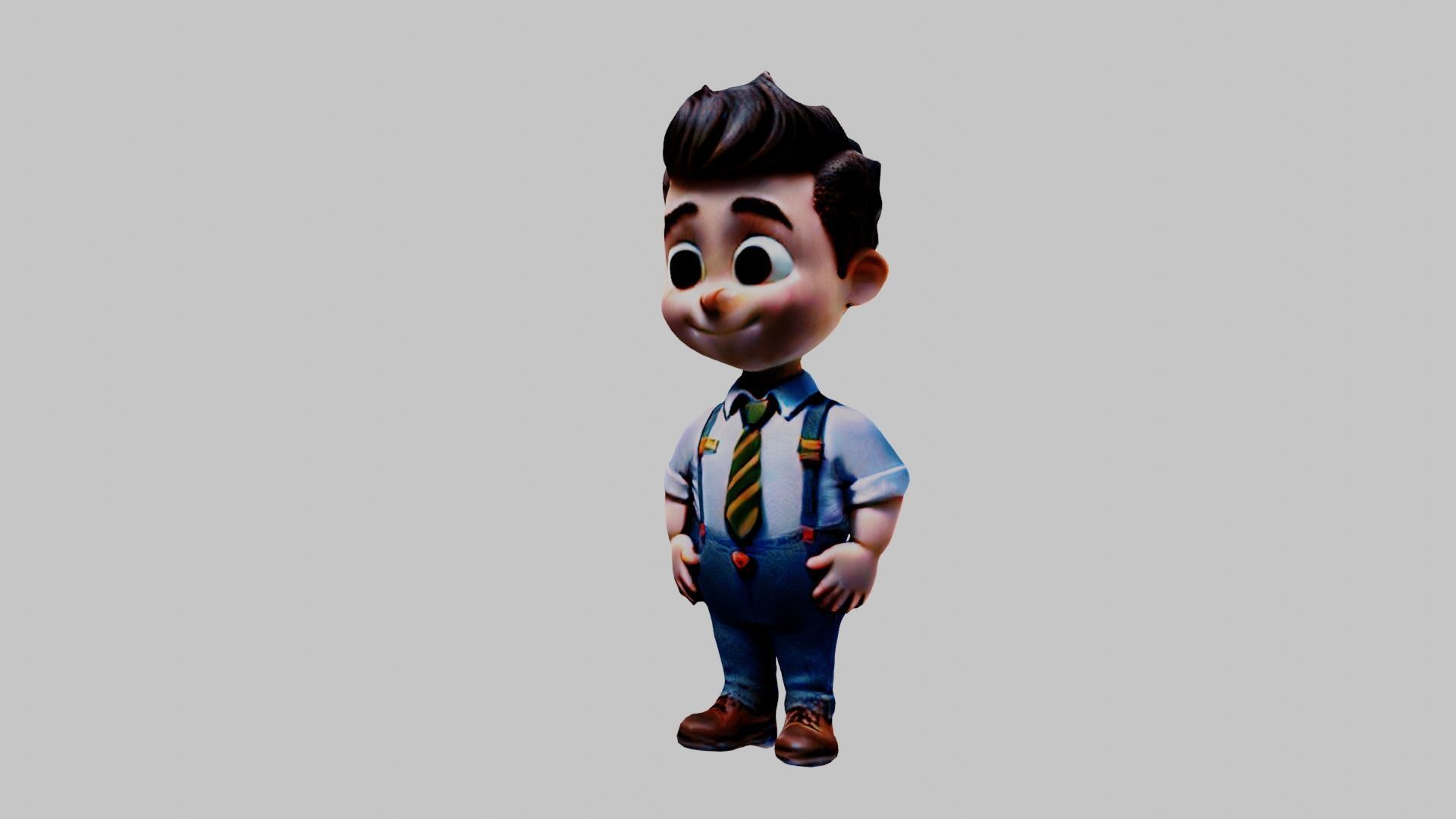   Cartoon Character Boy Low-poly 3D model_4